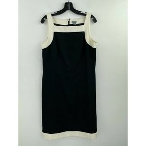 Ann Taylor 12 Shift Dress Black White Color Block B18-11 Silk Cotton Blend Women